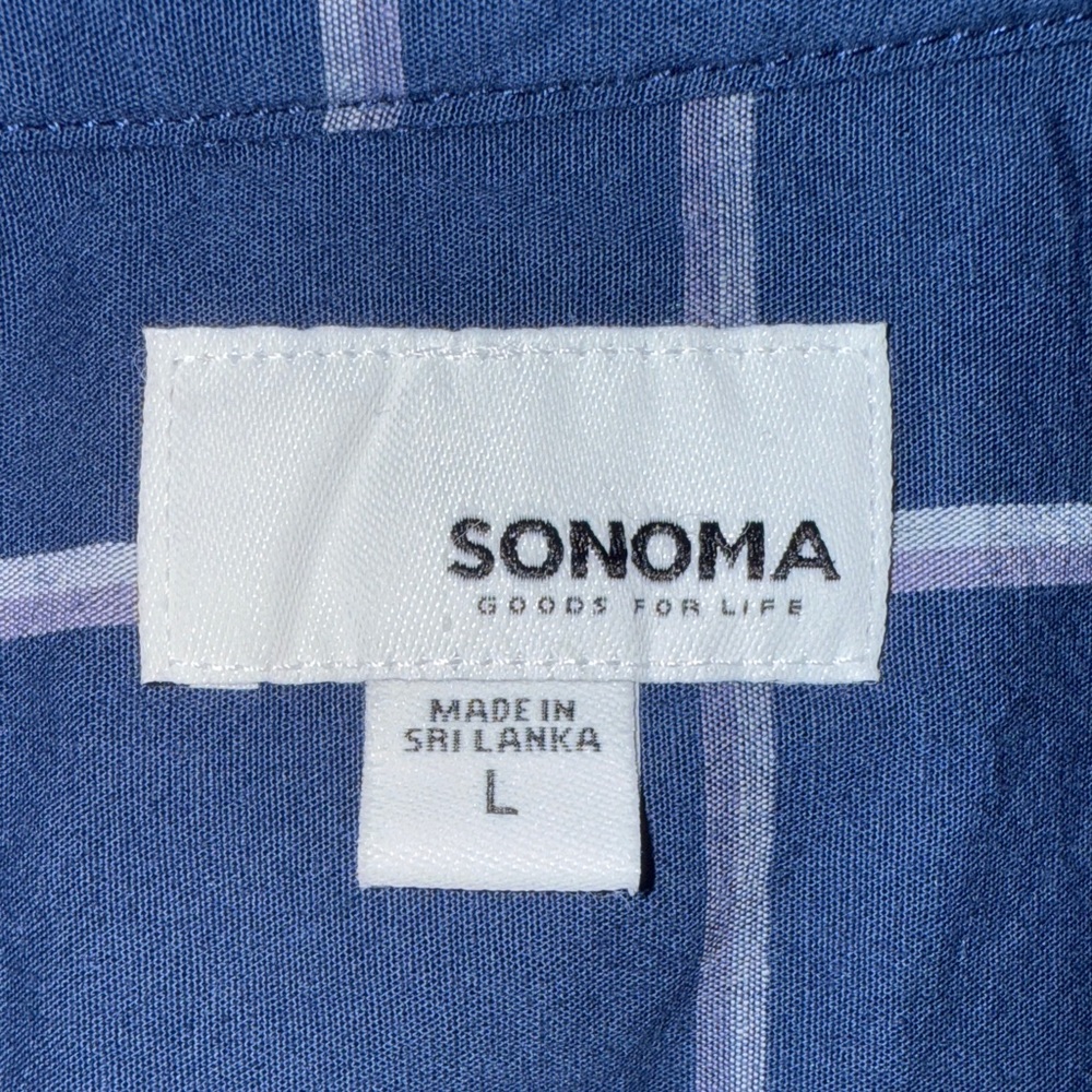 Sonoma Men's Dark Blue Plaid Button-Down Shirt - Picture 3 of 3